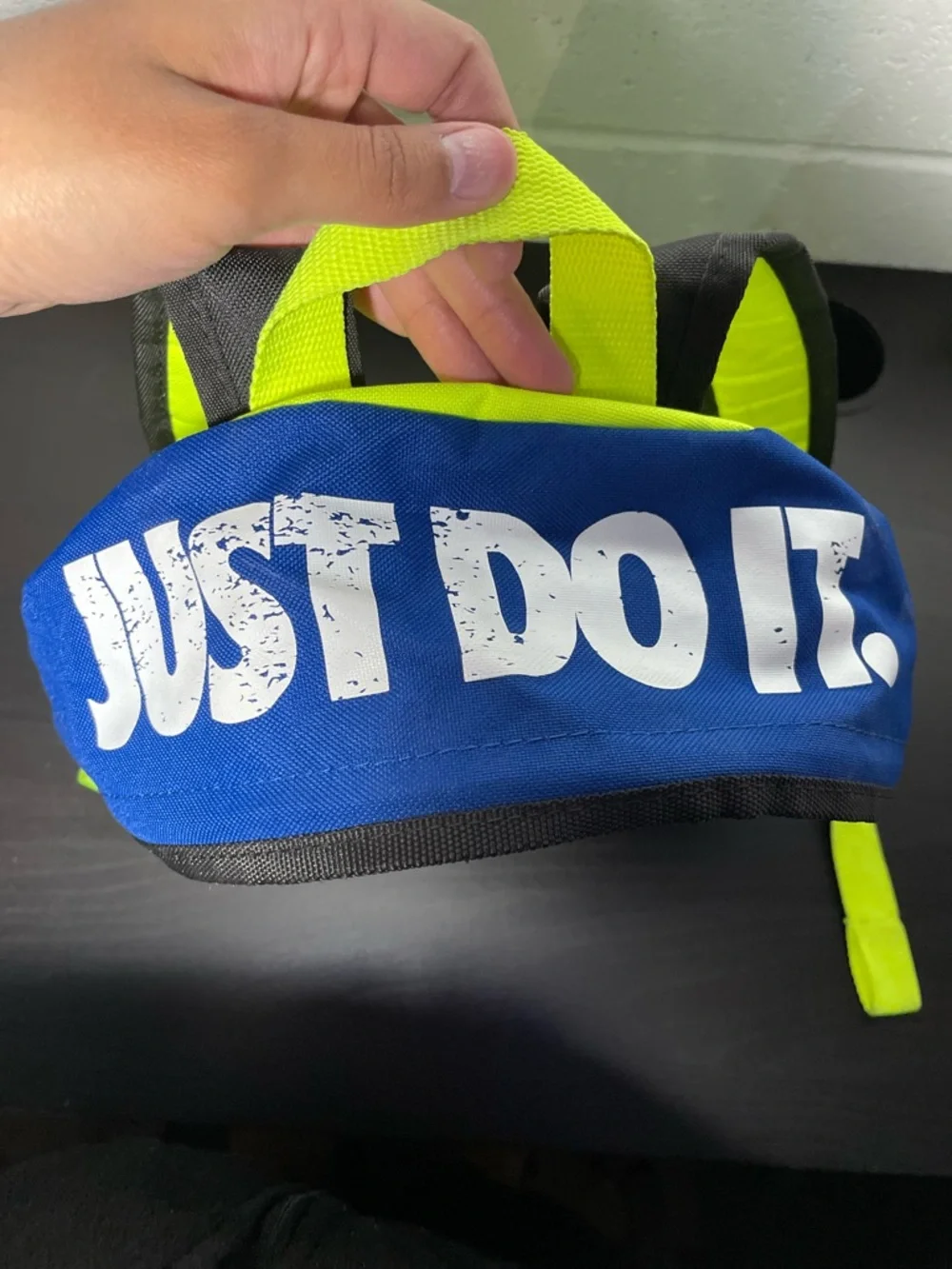 Nike‎ Black and Blue Mini Backpack with Neon Yellow Straps
